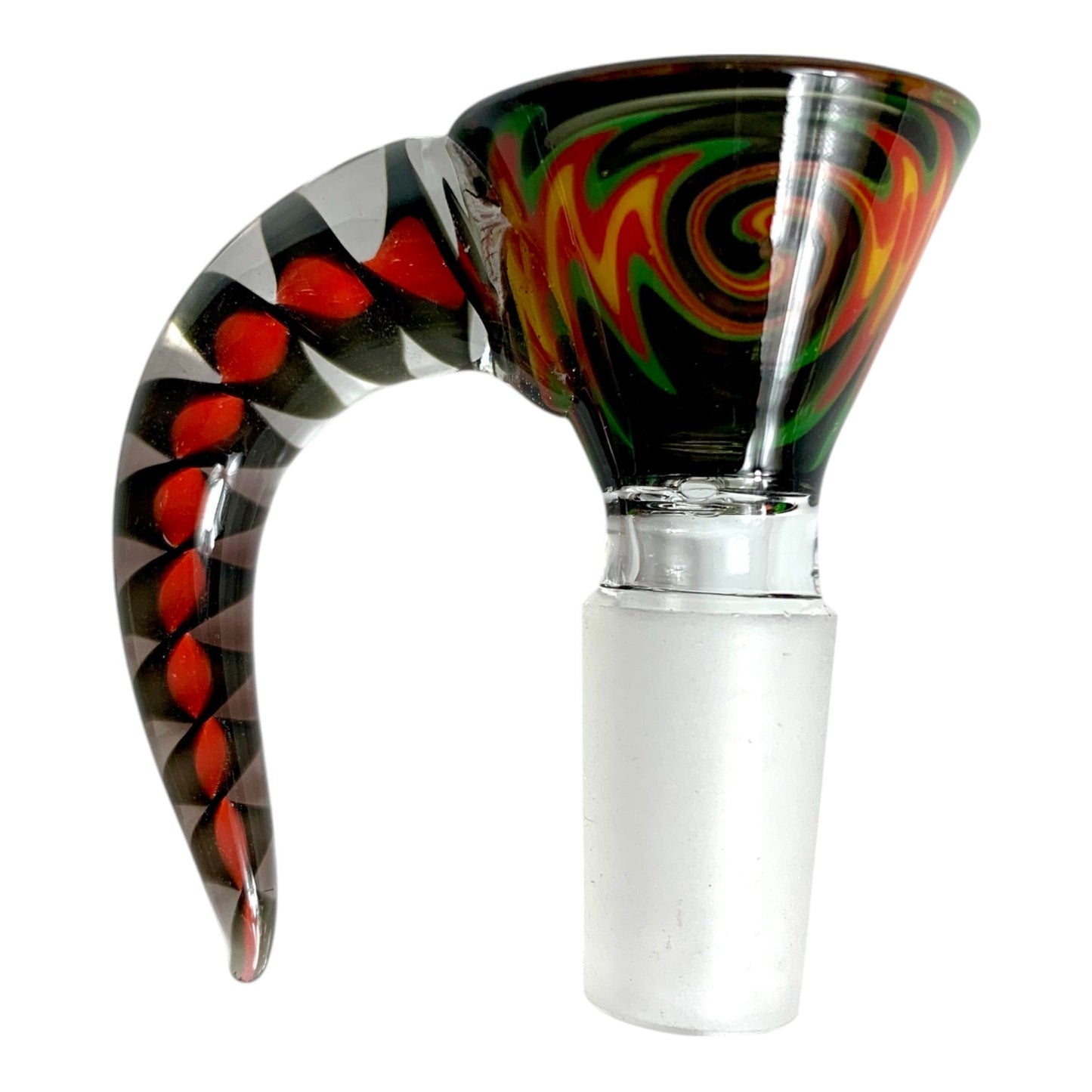14mm Wig Wag Cone Piece – 4 Hole Glass Filter – Red and Black - The Bong Baron
