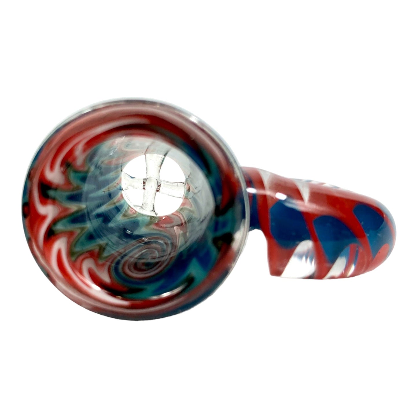 14mm Wig Wag Cone Piece – 4 Hole Glass Filter – Red and Blue - The Bong Baron