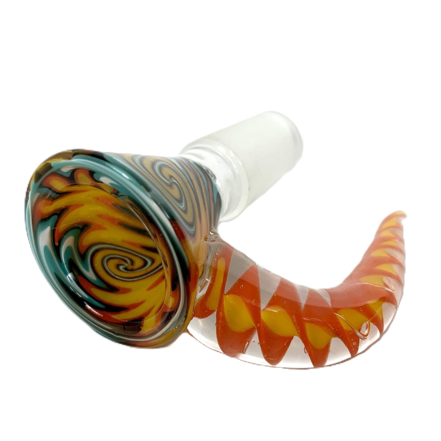 14mm Wig Wag Cone Piece – 4 Hole Glass Filter – Yellow and Red - The Bong Baron