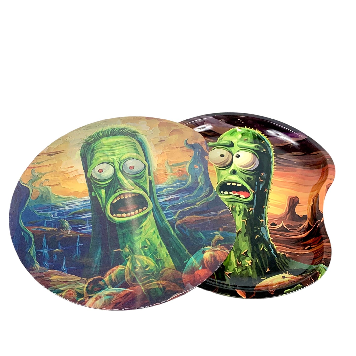 3D Holographic Pickle Scream Rolling Tray with Magnetic lid 18 x 17cm - The Bong Baron