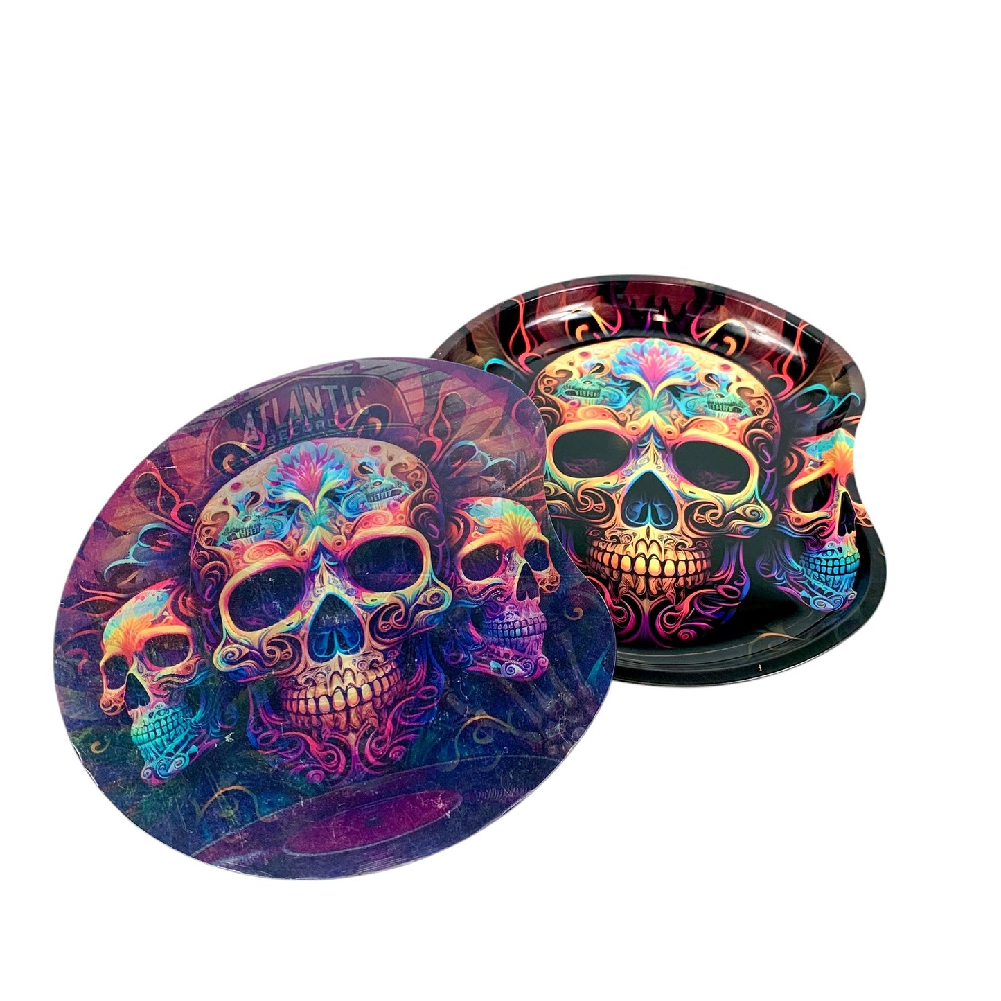 3D Holographic Skull Rolling Tray with Magnetic lid 18 x 17cm - The Bong Baron