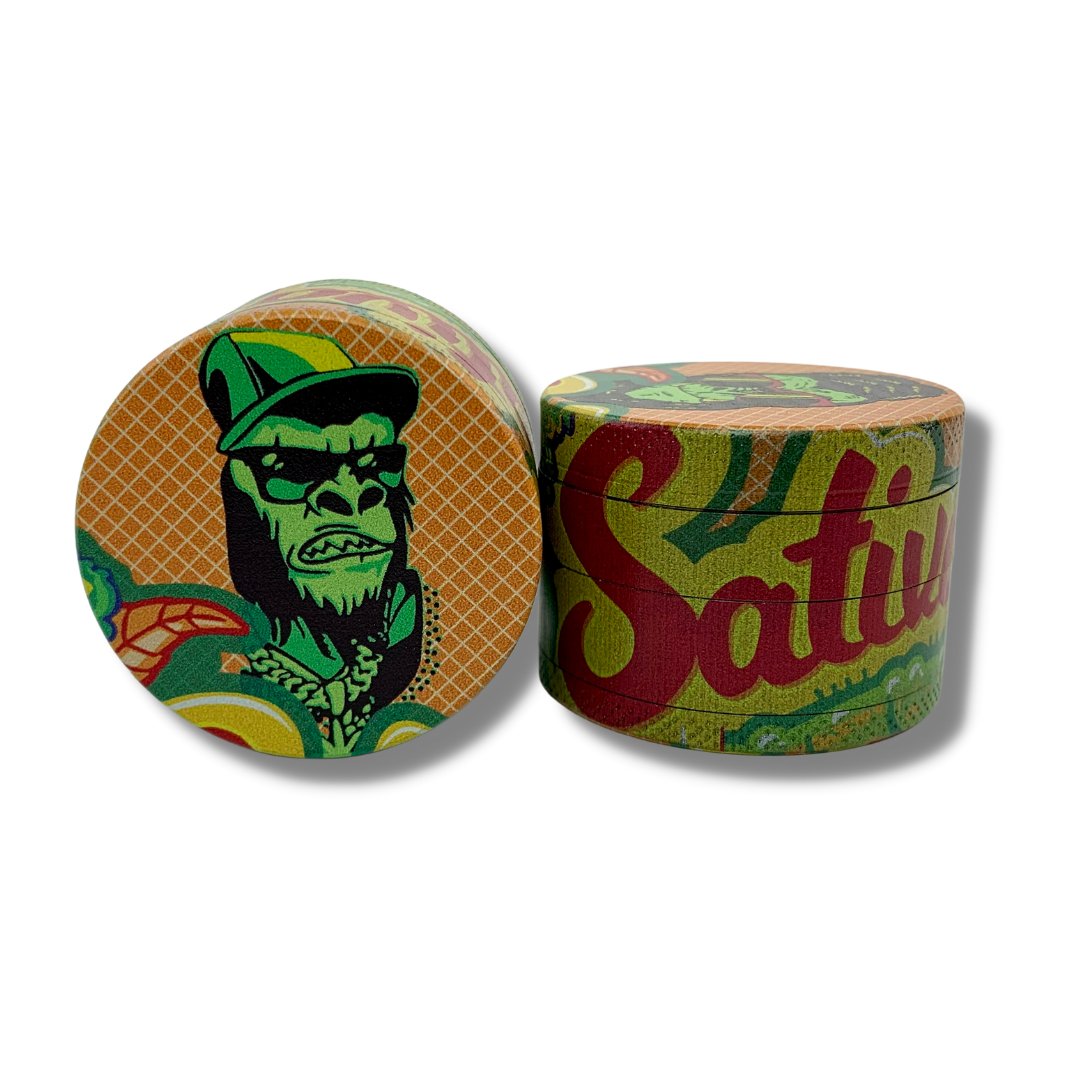 50mm 4 Layer Black Glasses Gangsta Gorilla Herb Grinder - The Bong Baron