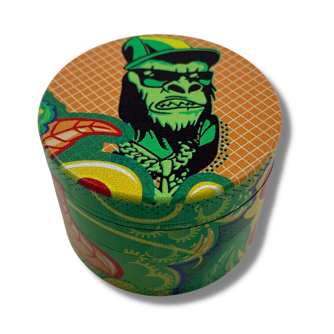 50mm 4 Layer Black Glasses Gangsta Gorilla Herb Grinder - The Bong Baron