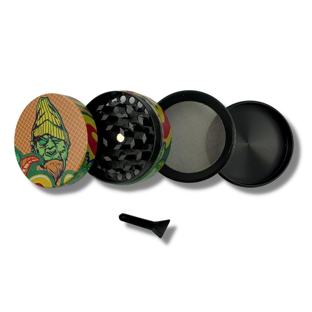 50mm 4 Layer Yellow Beanie Gangsta Gorilla Herb Grinder - The Bong Baron