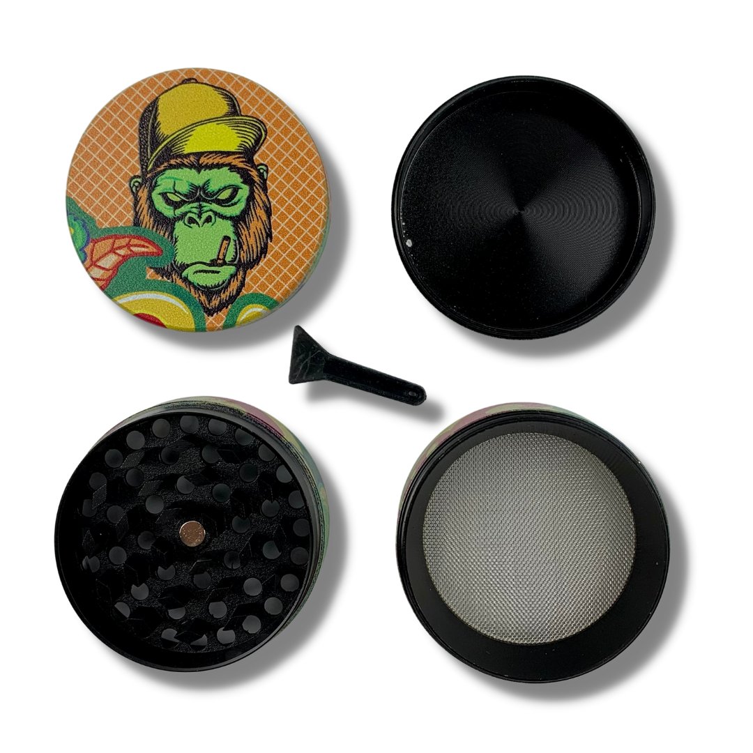 50mm 4 Layer Yellow Hat Gangsta Gorilla Herb Grinder - The Bong Baron