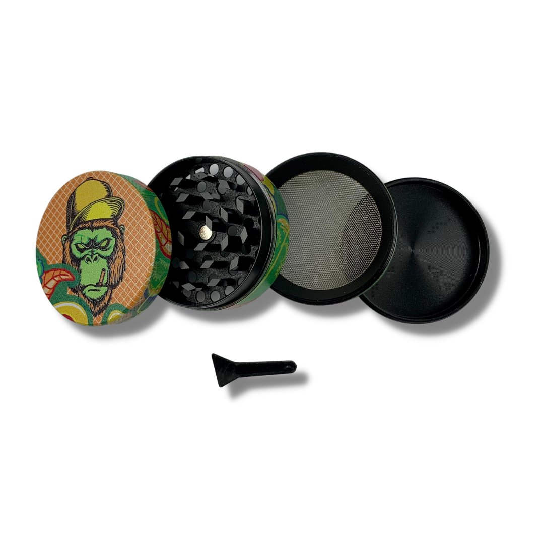 50mm 4 Layer Yellow Hat Gangsta Gorilla Herb Grinder - The Bong Baron