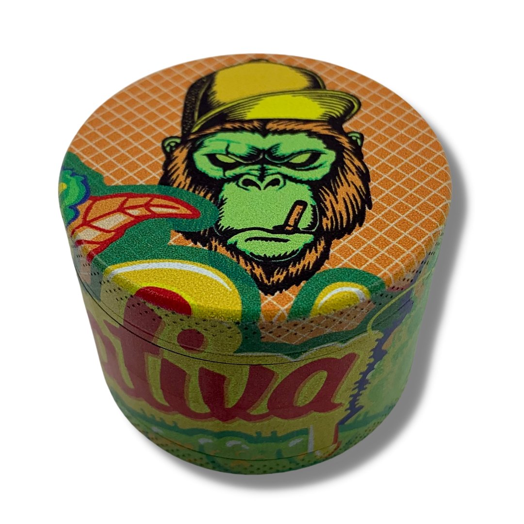 50mm 4 Layer Yellow Hat Gangsta Gorilla Herb Grinder - The Bong Baron