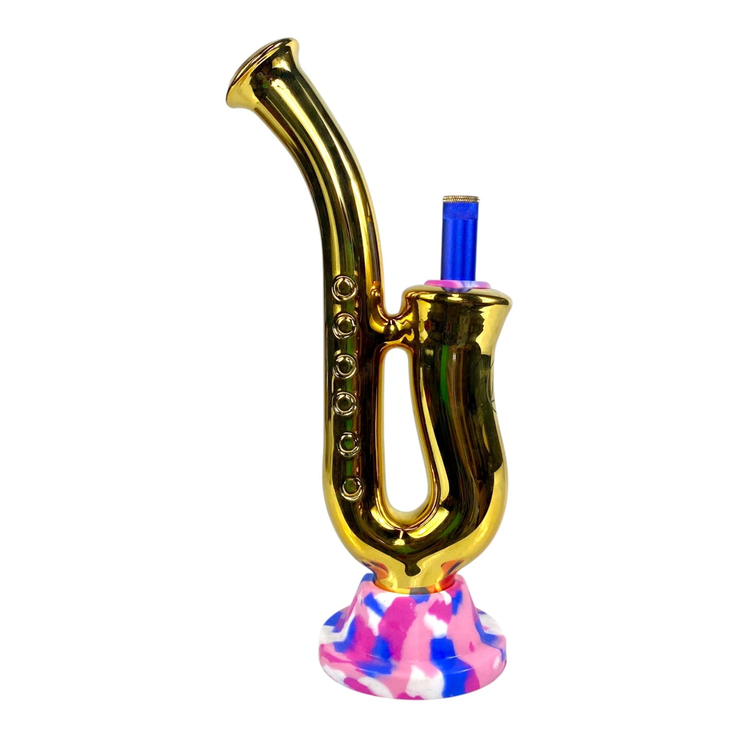710@420 Gold Saxophone Bong 28cm - The Bong Baron