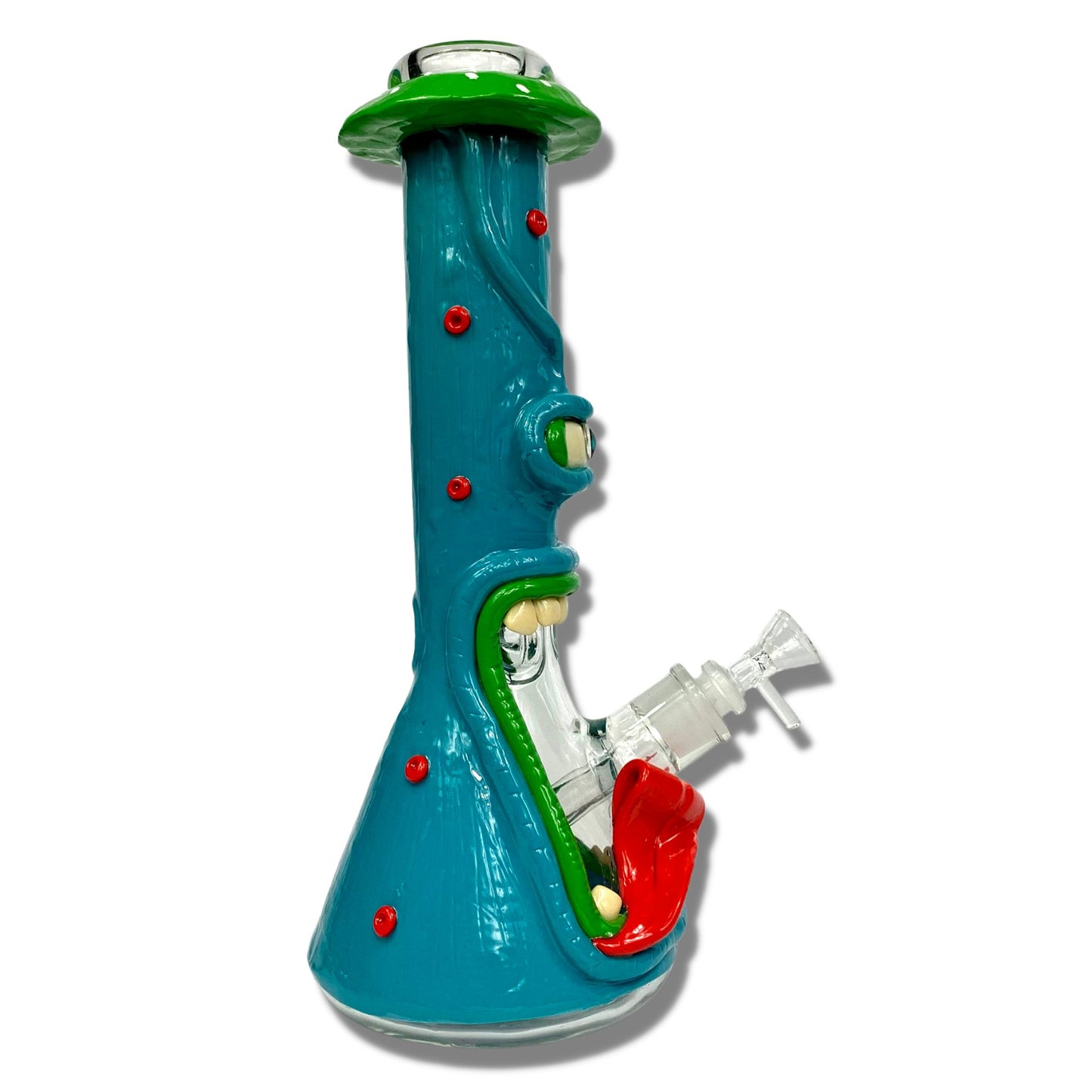 7mm 3D Blue Mushroom Monster Beaker Bong 32cm - The Bong Baron