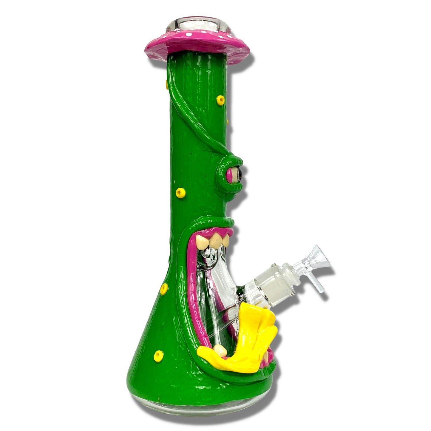 7mm 3D Green Mushroom Monster Beaker Bong 32cm - The Bong Baron