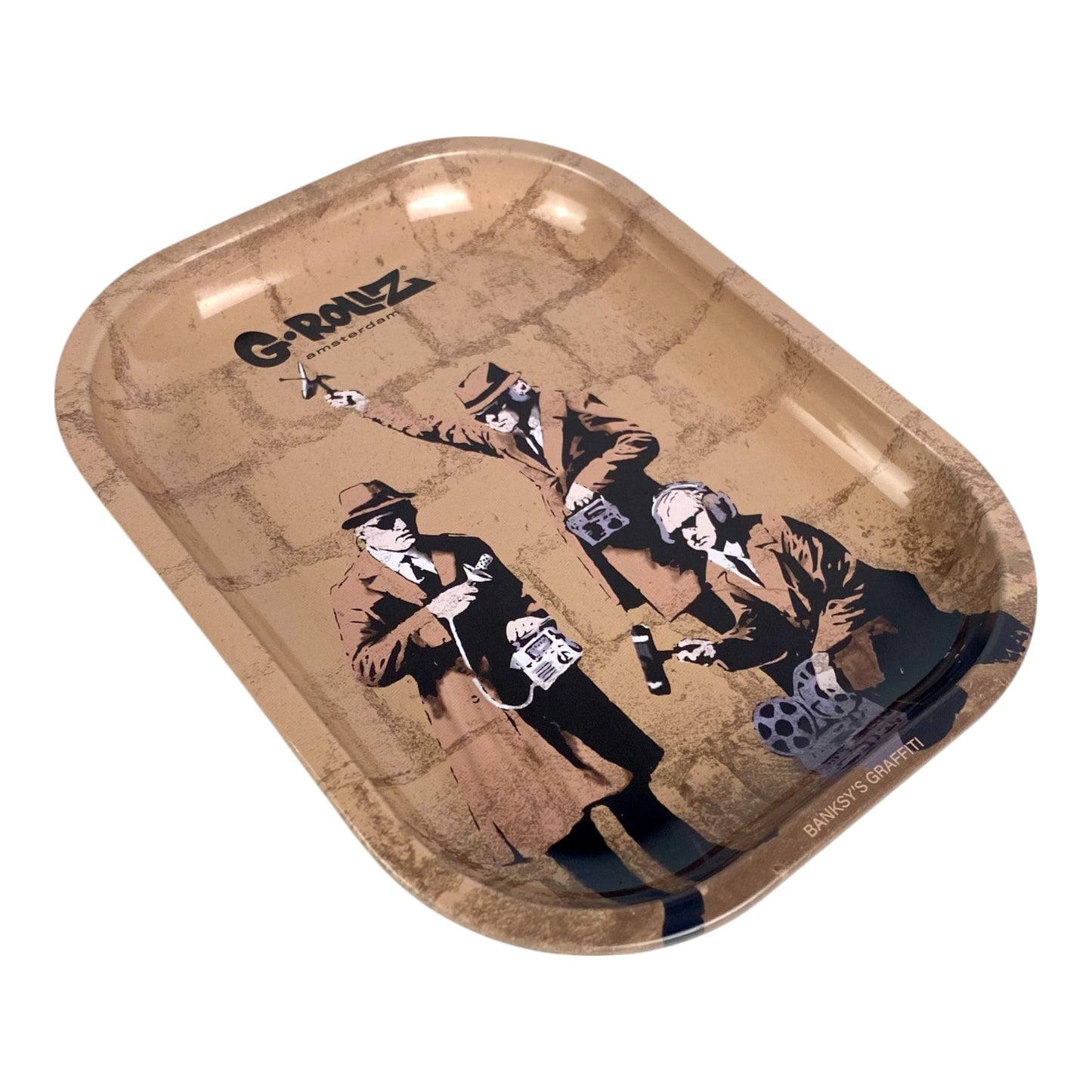 Banksy Bugged Wall Rolling Tray – G - Rollz Amsterdam 18x 14cm - The Bong Baron