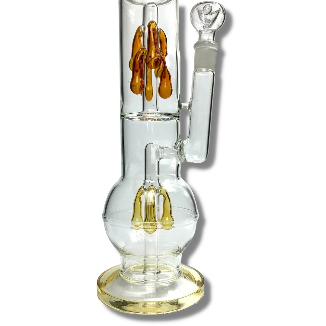 Billy Mate Dual Chamber Tear Drop Perc Bong 46cm Amber - The Bong Baron