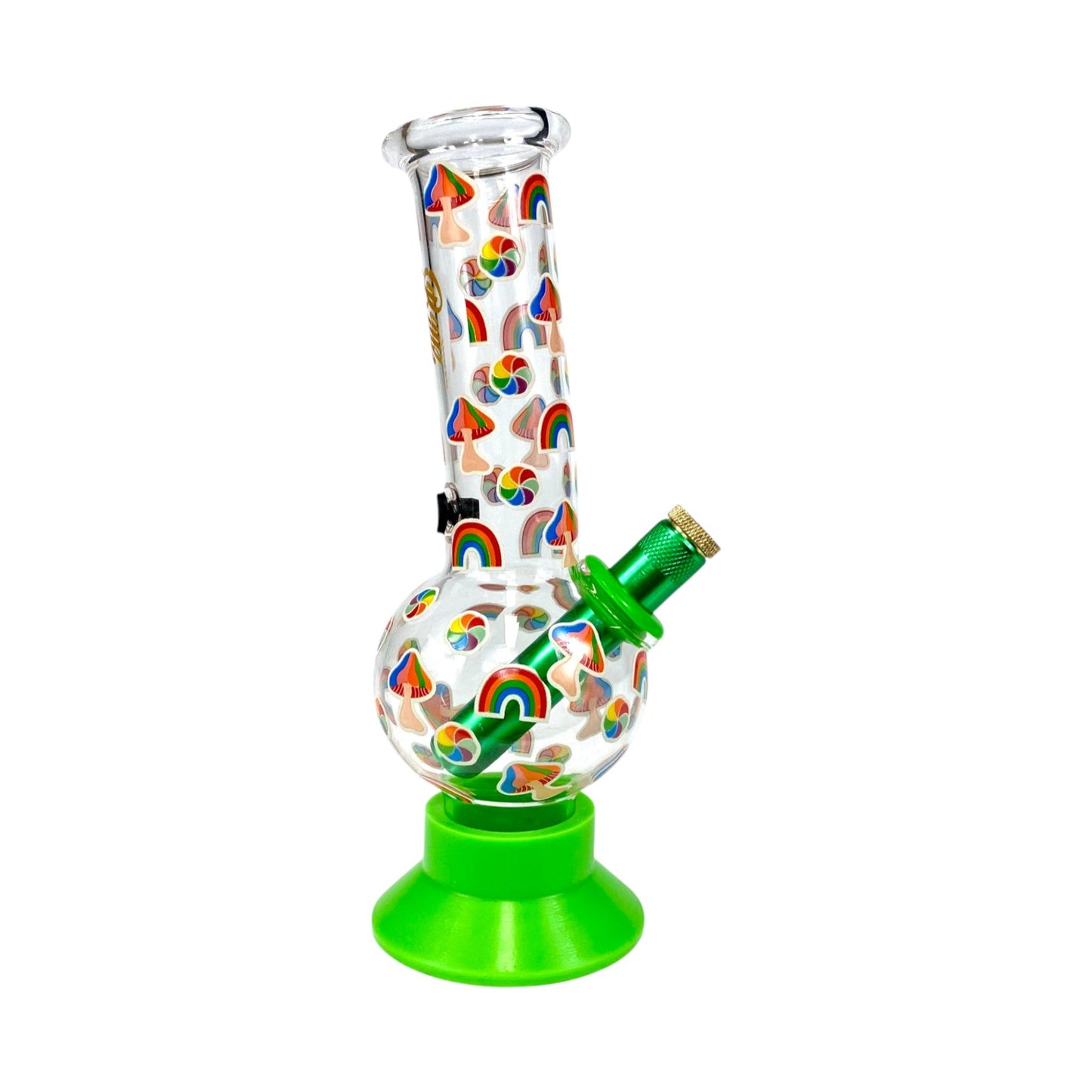 Billy Mate Glow In the Dark Rainbow Mushrooms Bubble Bong 20cm - The Bong Baron