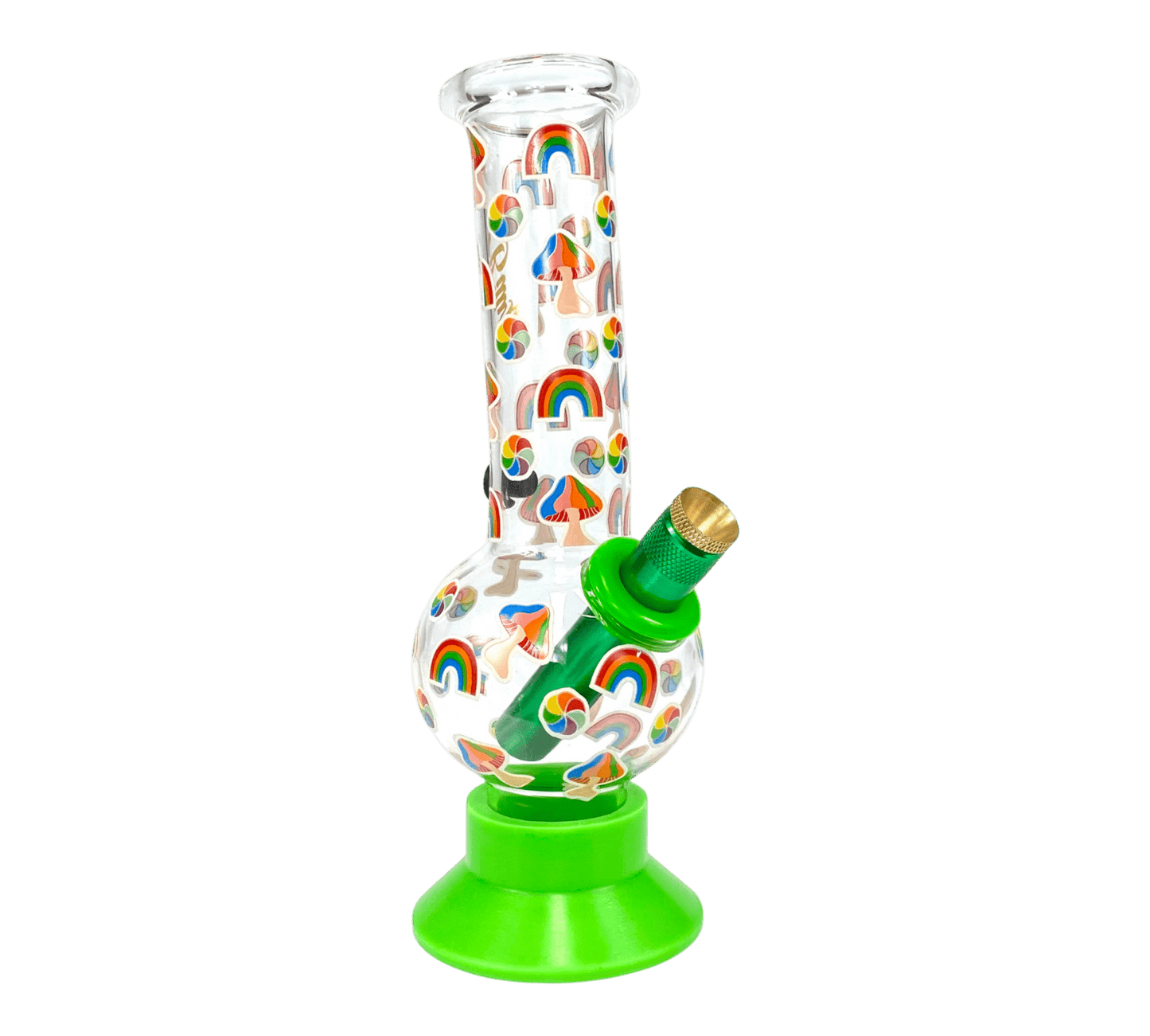 Billy Mate Glow In the Dark Rainbow Mushrooms Bubble Bong 20cm - The Bong Baron