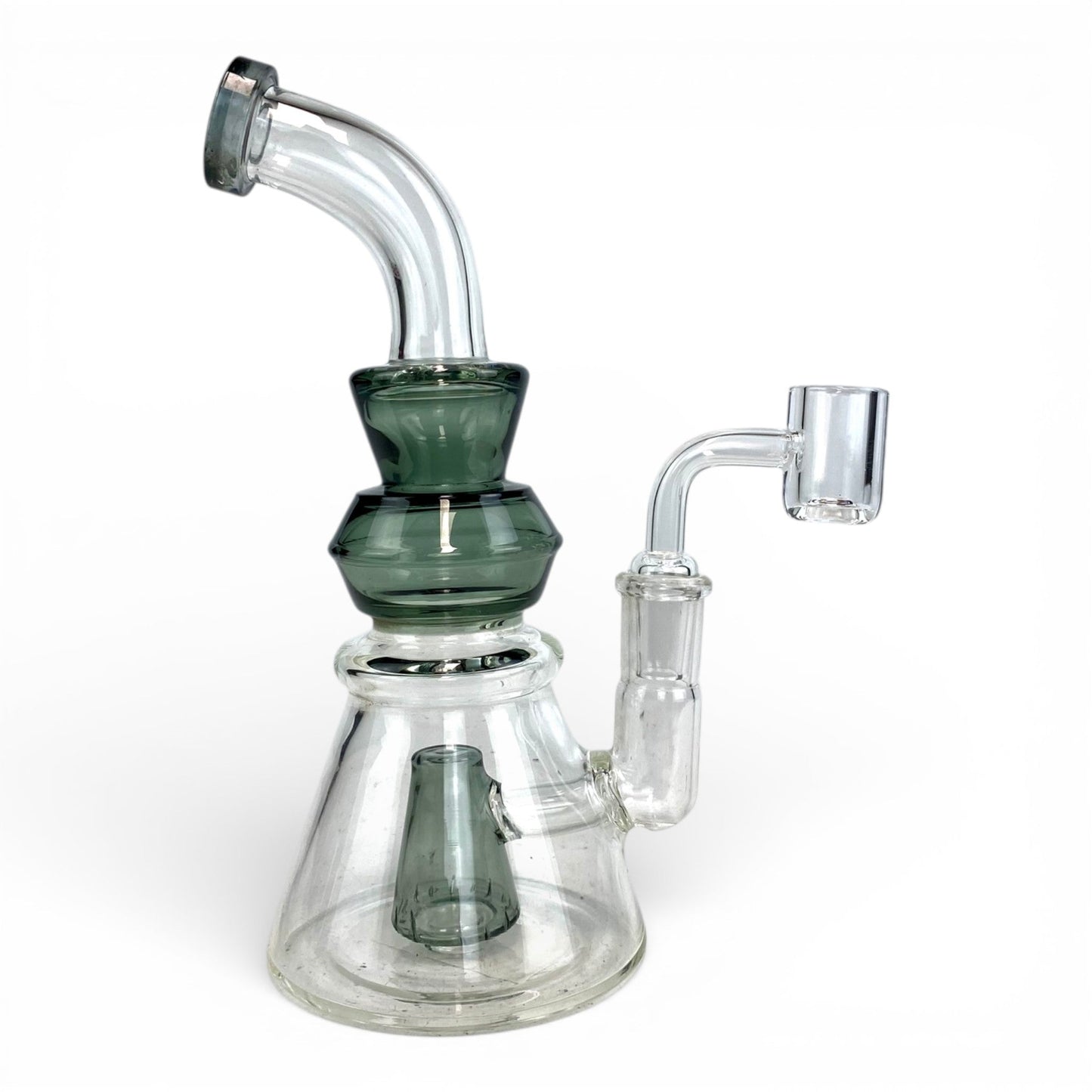 Cone Perc Bong and Dab Rig 19cm Ash Green - The Bong Baron