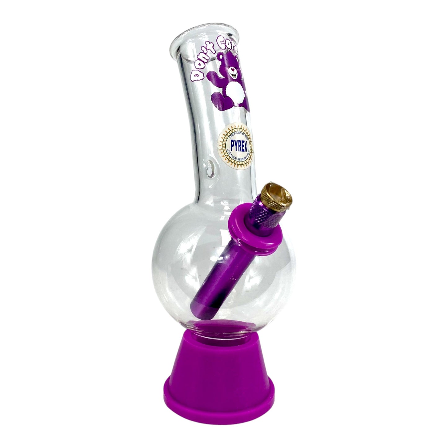 Don't Care Bear Bubble Bong 20cm Purple - The Bong Baron
