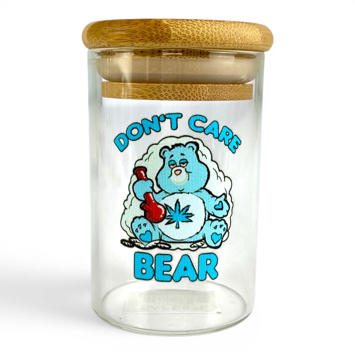 Don't Care Bear Storage Jar with Bamboo Lid 9cm - The Bong Baron