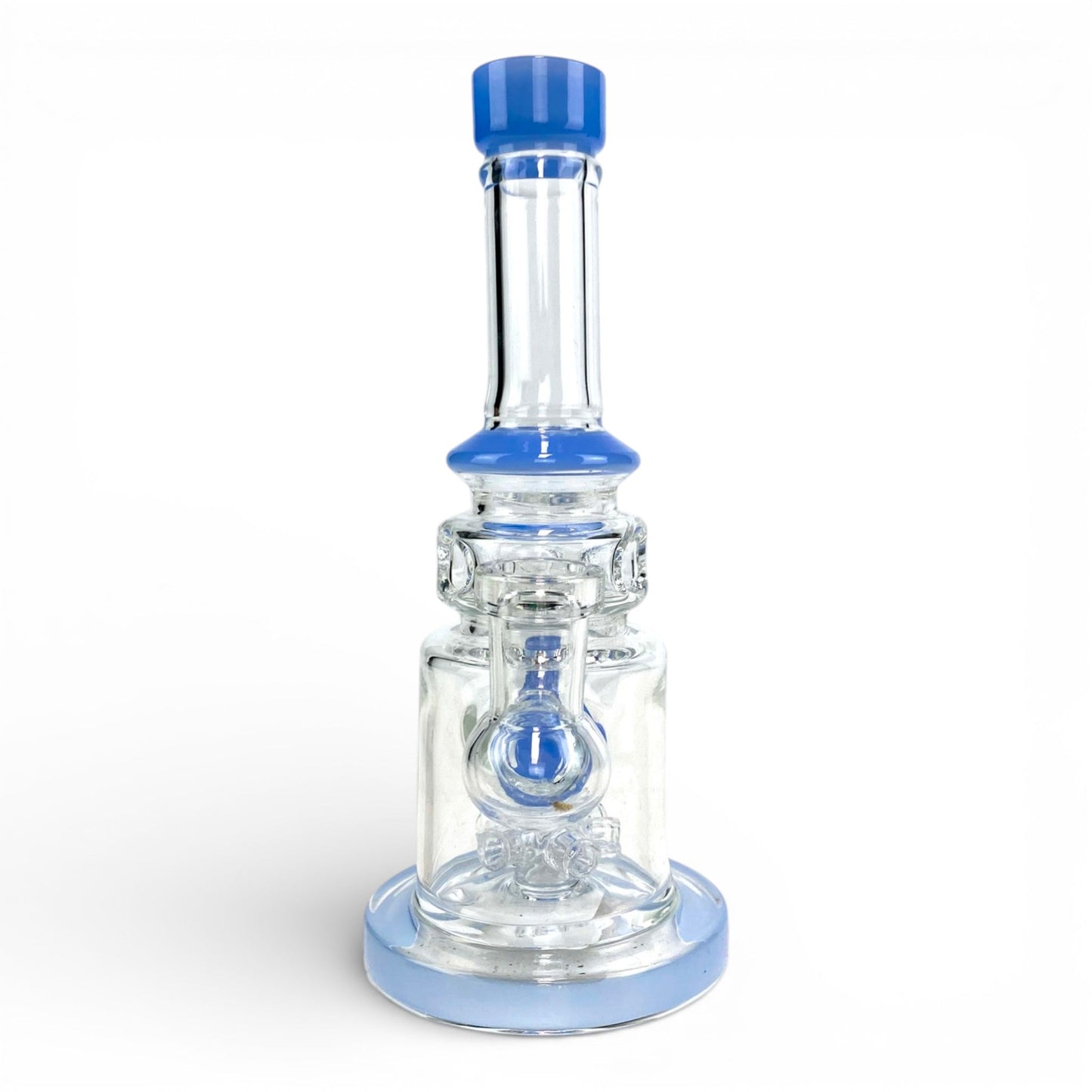 Donut Perc Glass Bong and Dab Rig 17cm Milky Blue - The Bong Baron