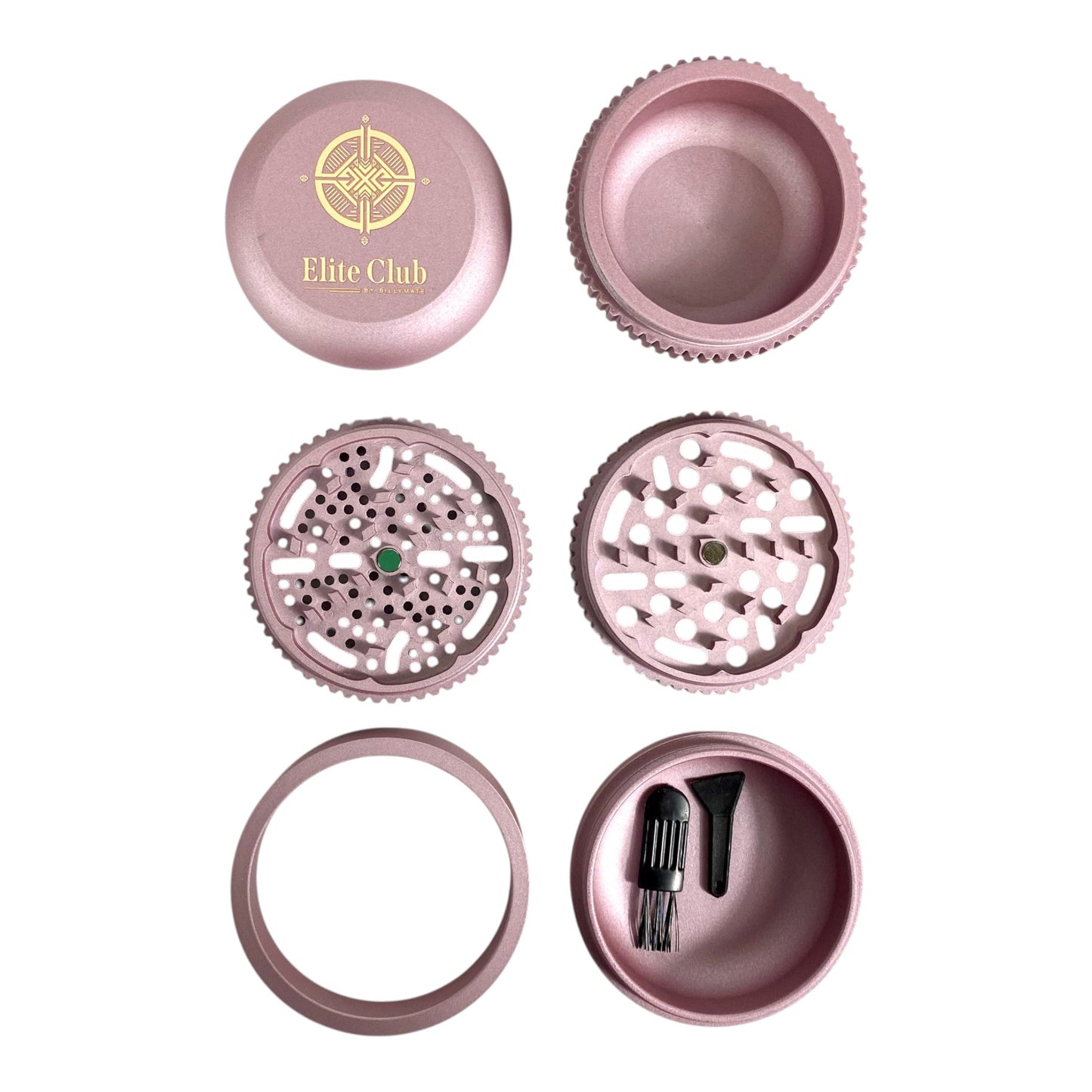 Elite Club Adjustable Herb Grinder 63mm Rose – Fine & Coarse Plates - The Bong Baron