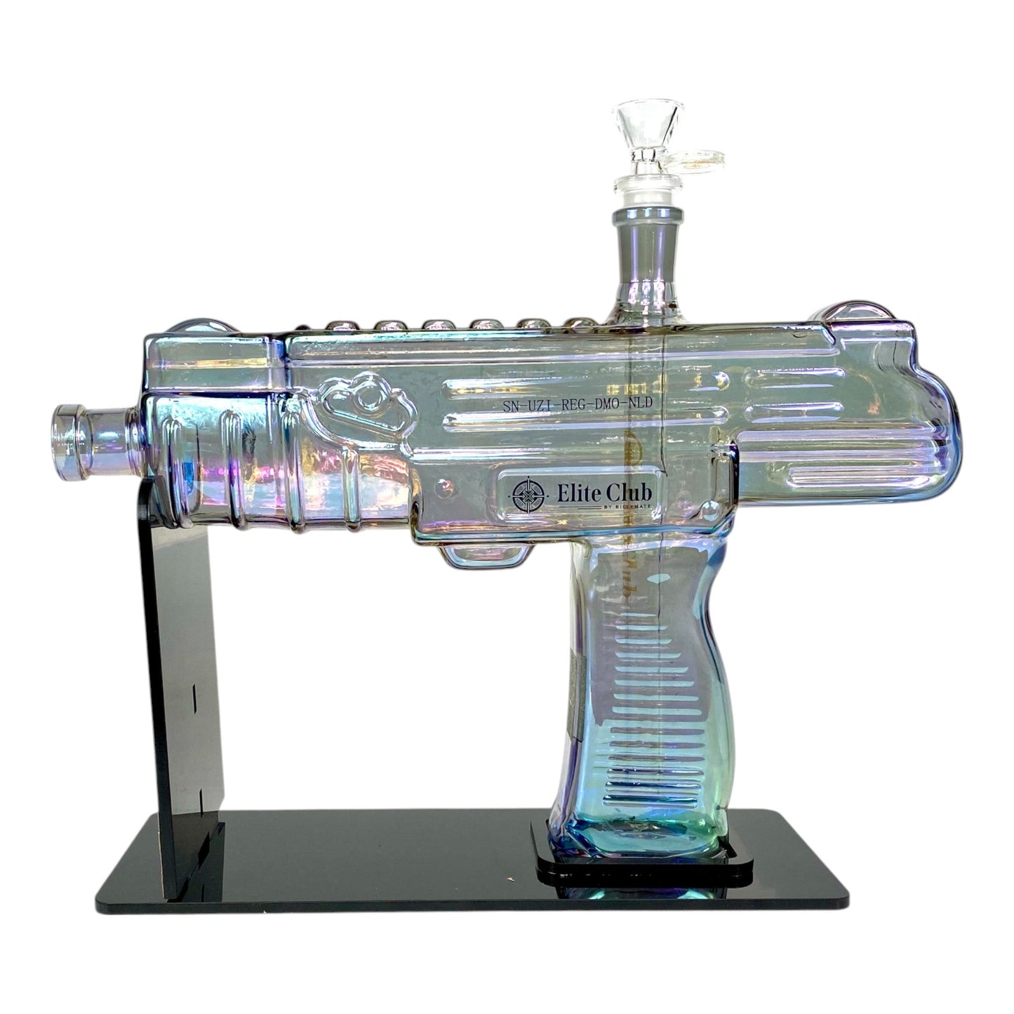 Elite Club Uzi Bong 33cm Iridescent Blue - The Bong Baron
