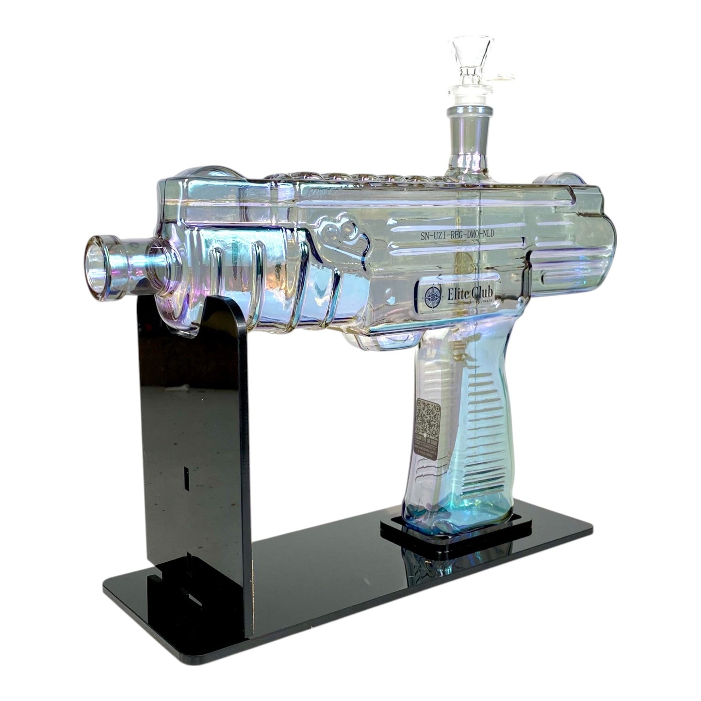 Elite Club Uzi Bong 33cm Iridescent Blue - The Bong Baron