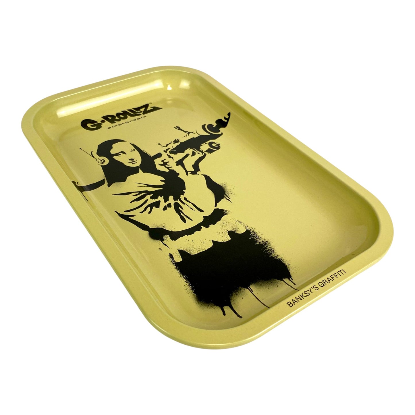 G Rolls - Banksy Armed Mona Large Rolling Tray 27 x 17cm - The Bong Baron
