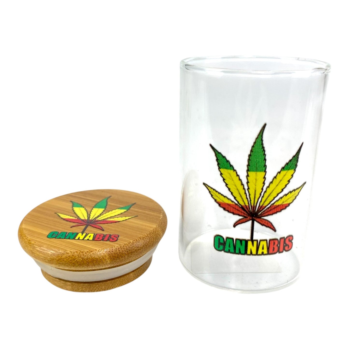 Glass Storage Jars with Bamboo Lid 9 x 5.5cm Various Designs - The Bong Baron
