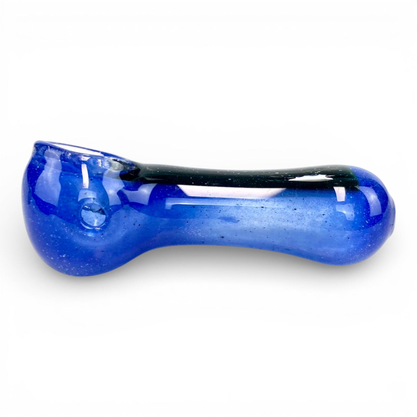 Glitter Strip Glass Hash Pipe 7cm Blue - The Bong Baron