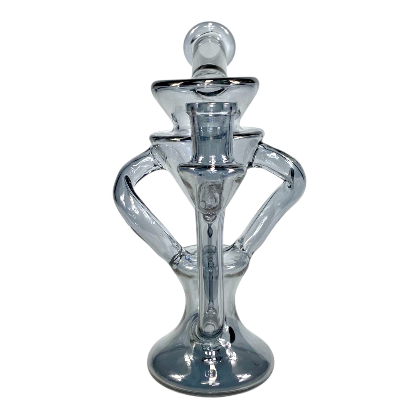 Gun Metal Blue Holographic Glass Recycler Dab Rig – 16cm - The Bong Baron