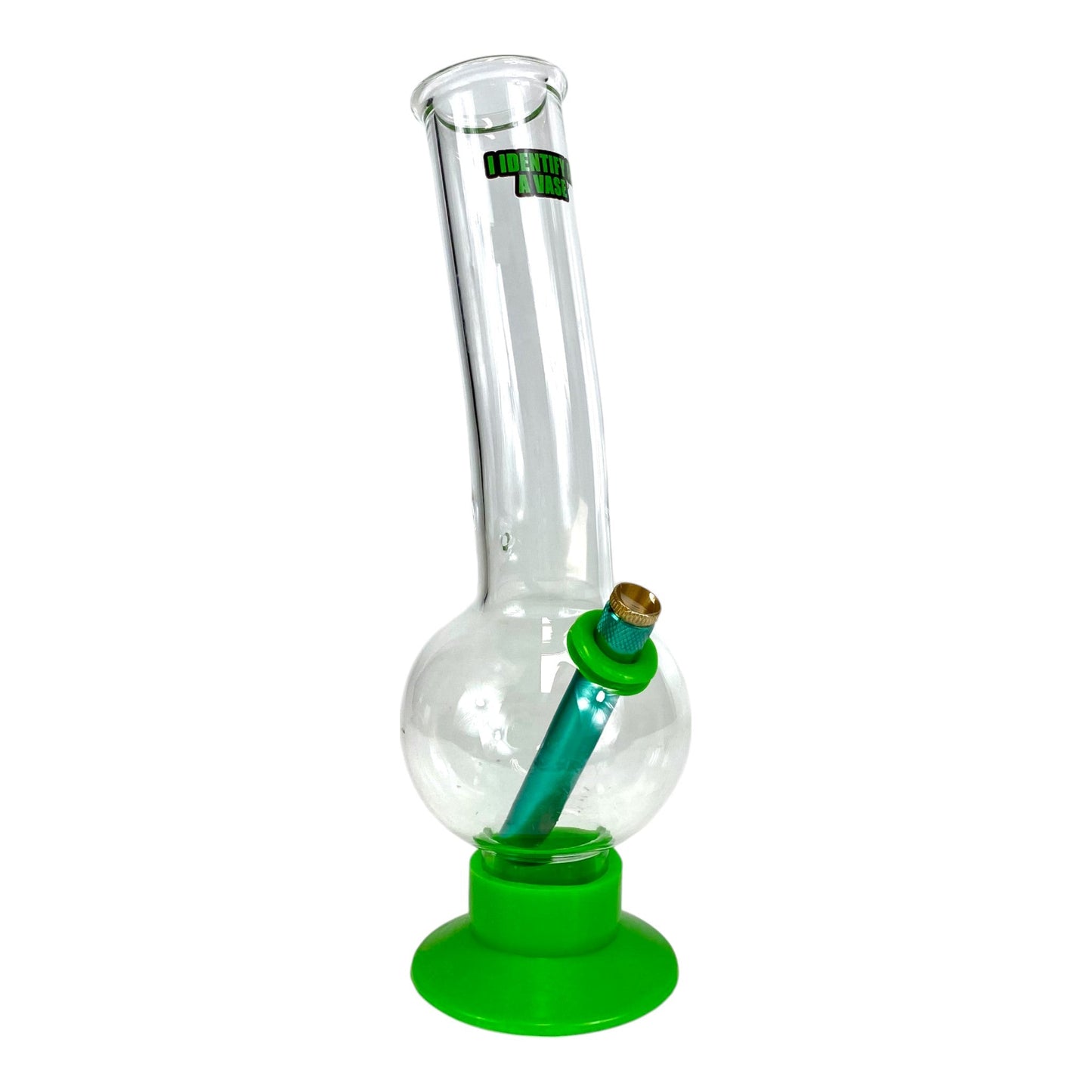 "I Identify as a Vase" Bubble Bong Green 30cm - The Bong Baron