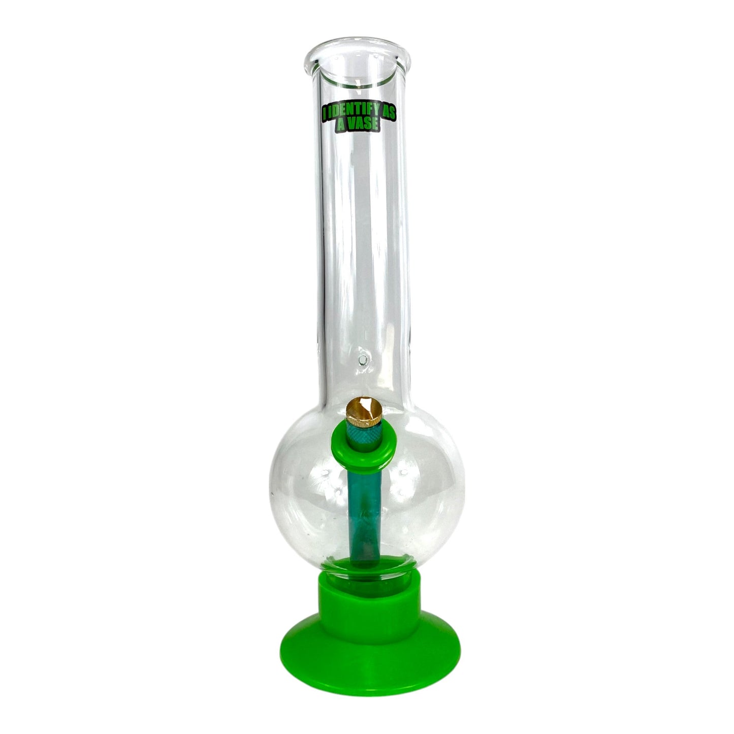 "I Identify as a Vase" Bubble Bong Green 30cm - The Bong Baron
