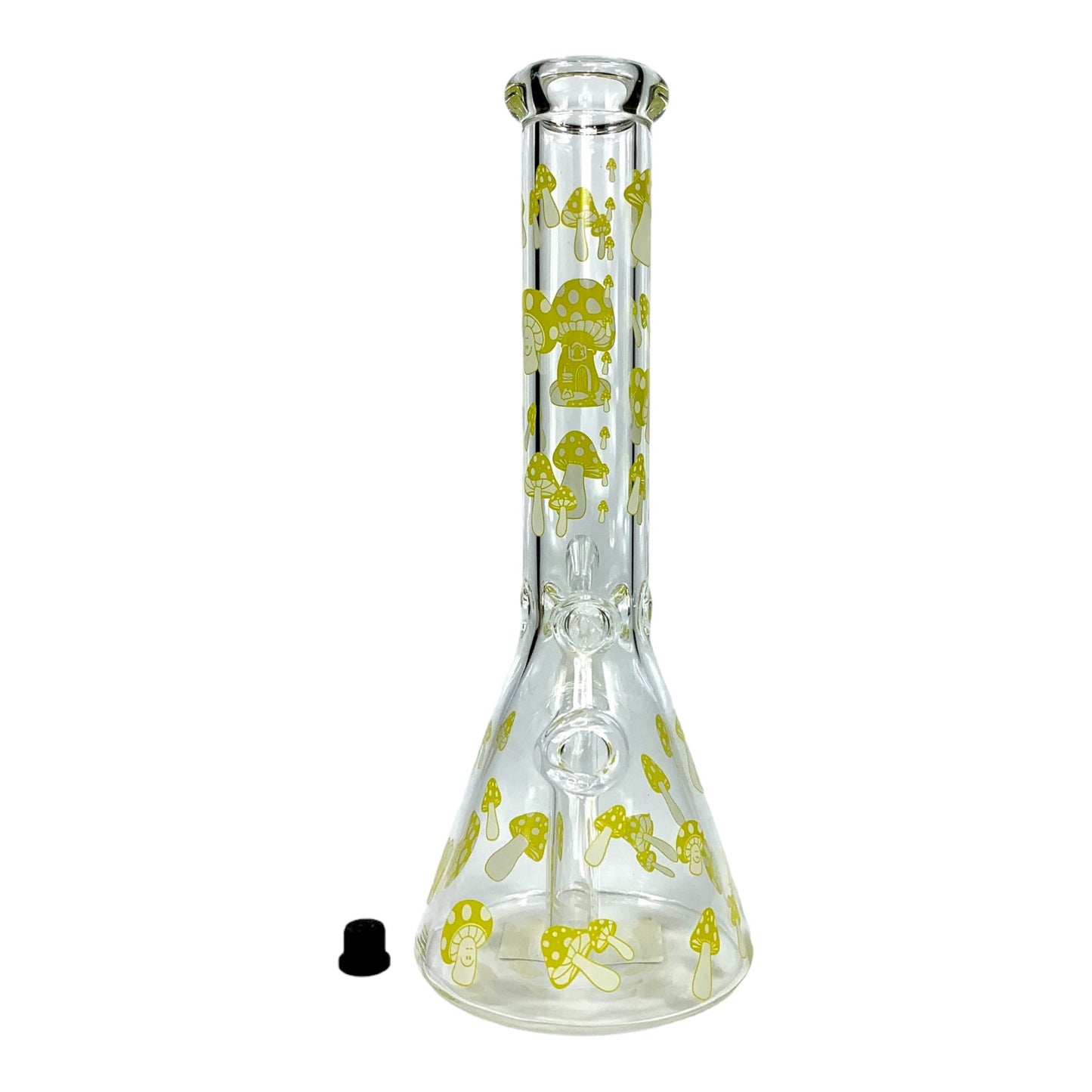 Mushroom Beaker Bong 25cm Glow in Dark Yellow - The Bong Baron