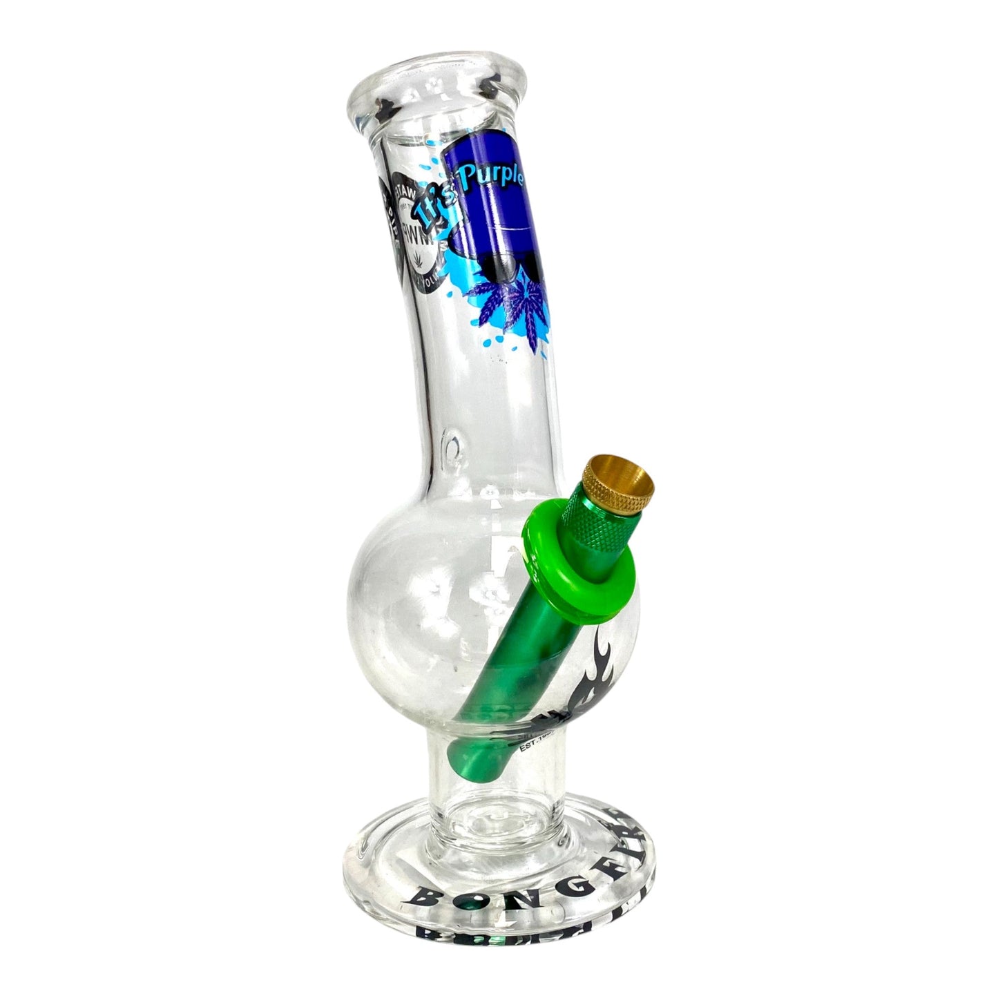 MWP Purple Man Bongfire Glass Bottom Bonza Bong 20cm - The Bong Baron