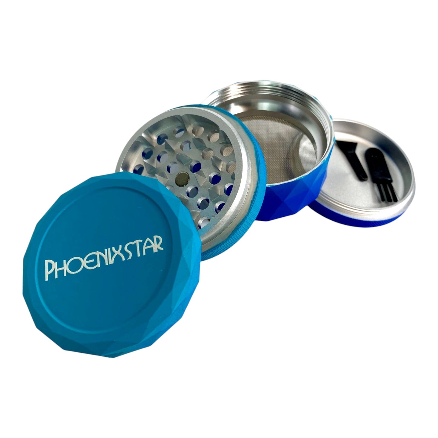 Phoenix 50mm 4 Piece Gradient Herb Grinder Blue - The Bong Baron