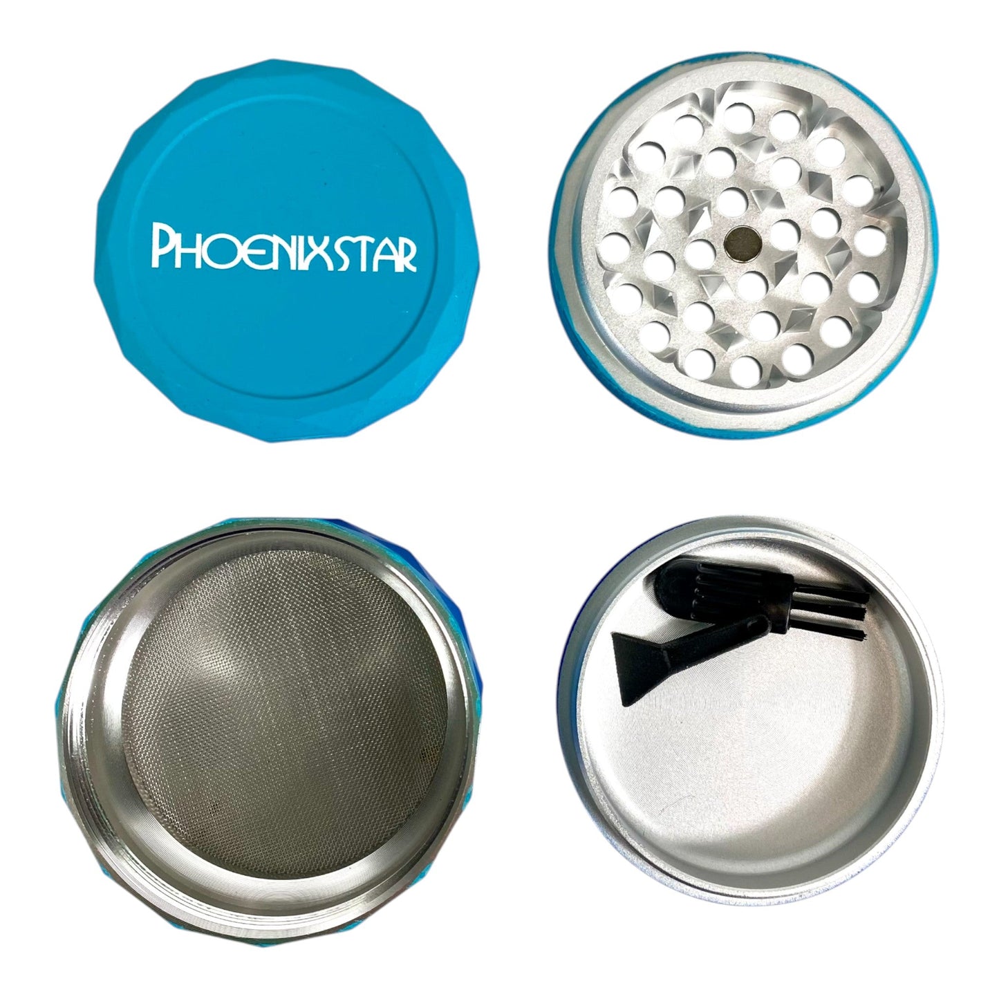 Phoenix 50mm 4 Piece Gradient Herb Grinder Blue - The Bong Baron