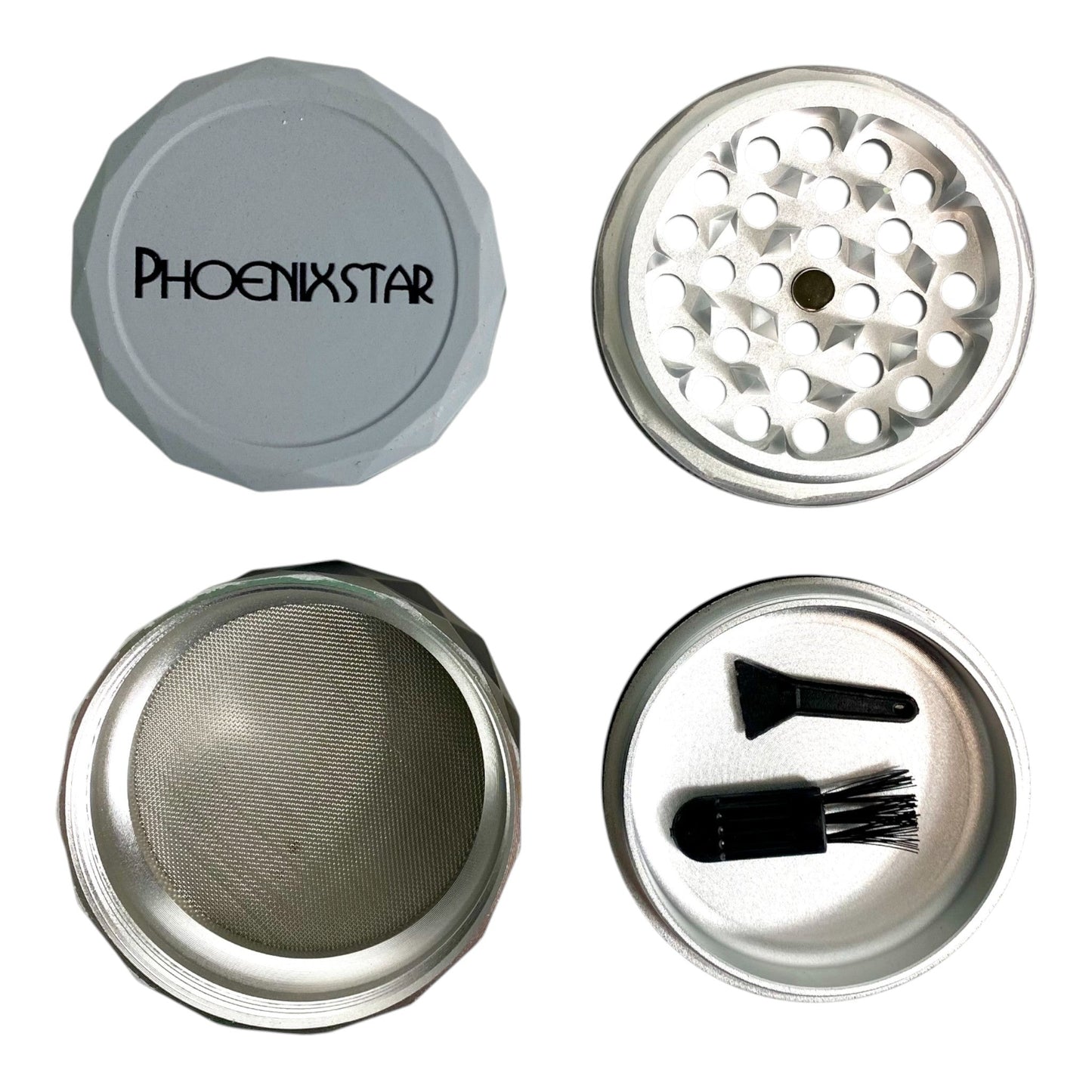 Phoenix 50mm 4 Piece Gradient Herb Grinder – Grey Black - The Bong Baron