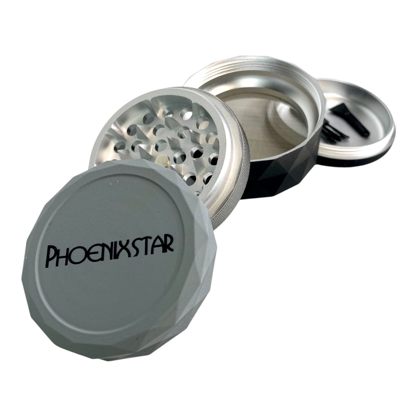 Phoenix 50mm 4 Piece Gradient Herb Grinder – Grey Black - The Bong Baron