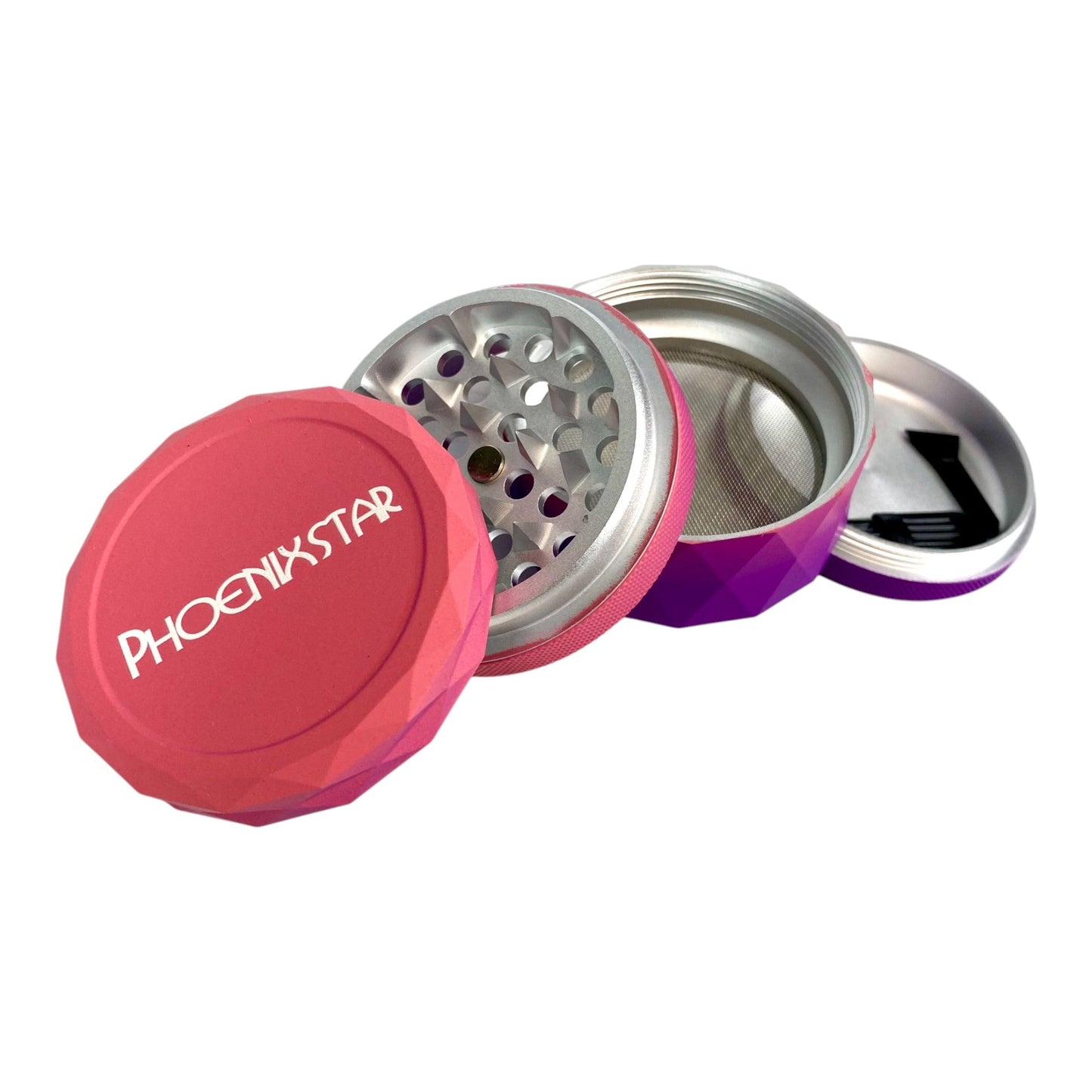 Phoenix 50mm 4 Piece Gradient Herb Grinder Pink Purple - The Bong Baron