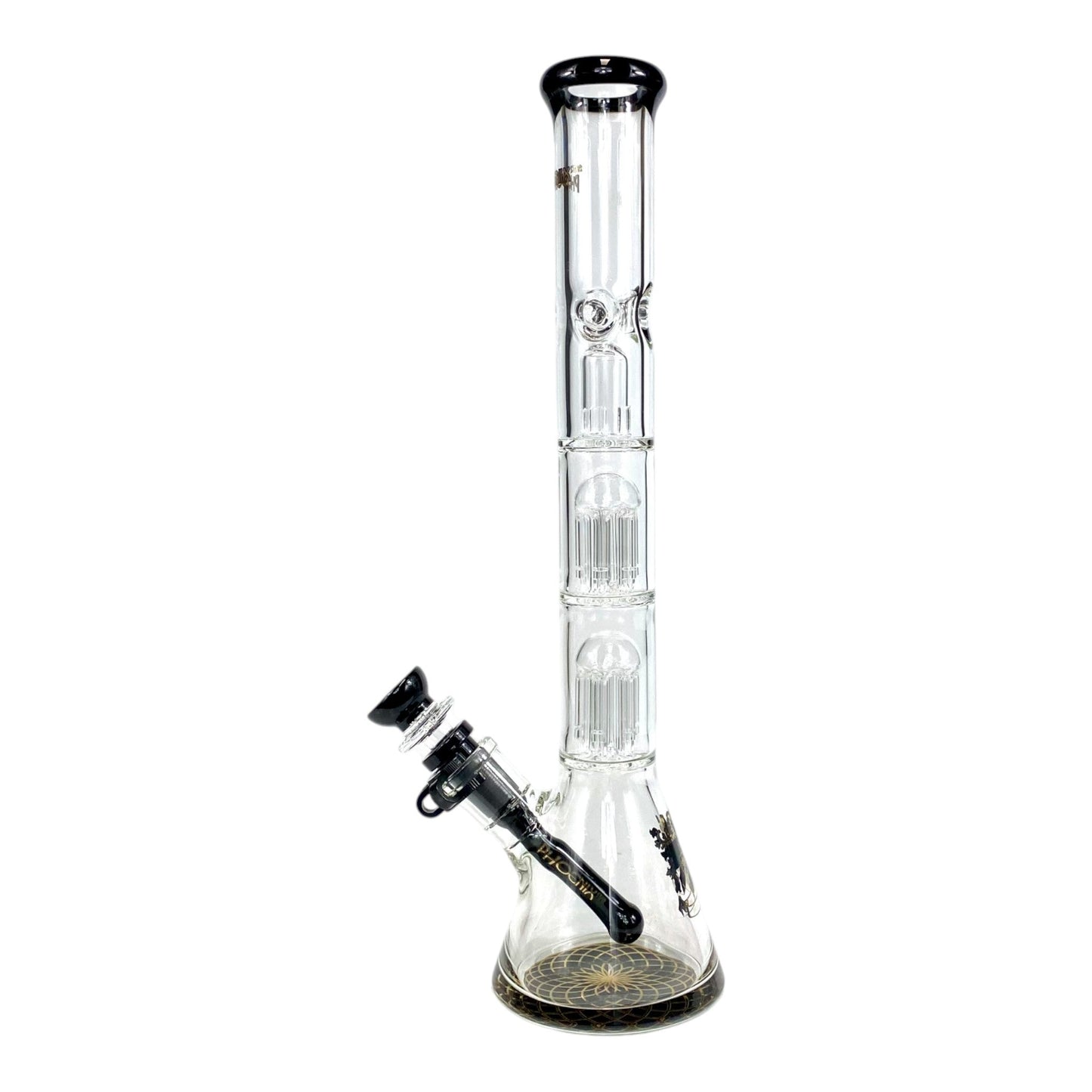 Phoenix 7mm Heavy Duty Double Perc Beaker Bong – 33cm Black - The Bong Baron
