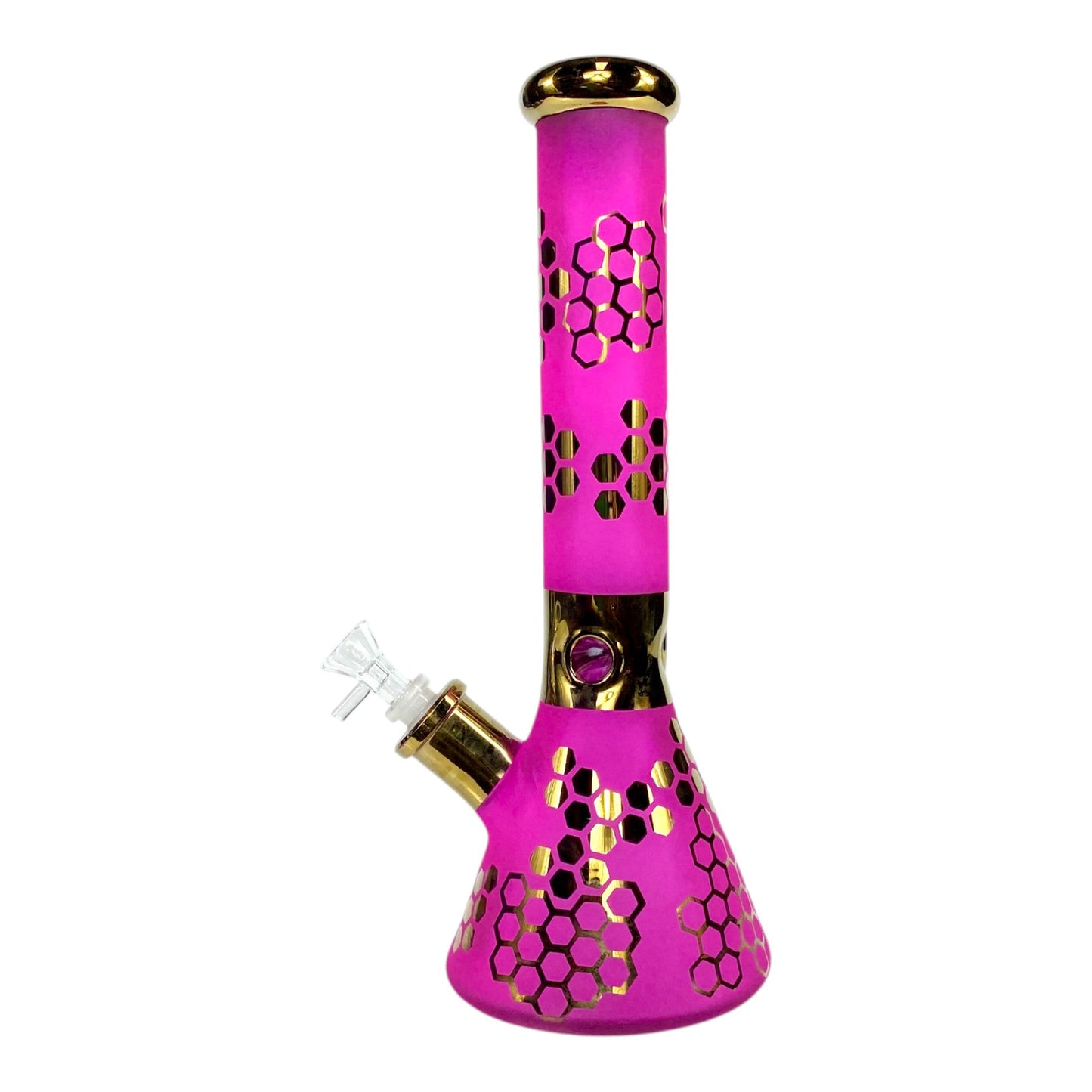 Phoenix Electroplated 7mm Thick Honeycomb Beaker Bong 32cm Pink - The Bong Baron