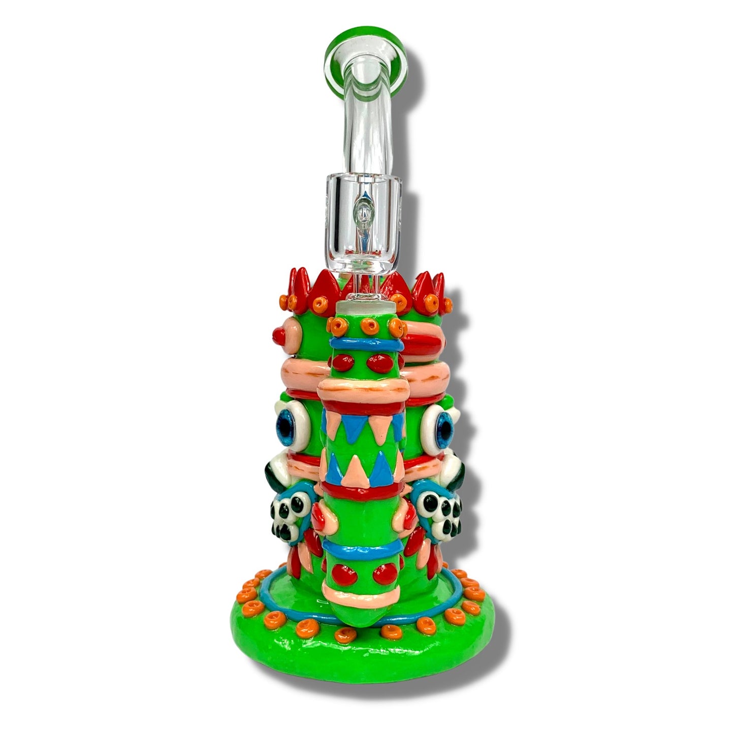 Phoenix Glass 3D Indian Chief Dab Rig 24cm Green - The Bong Baron