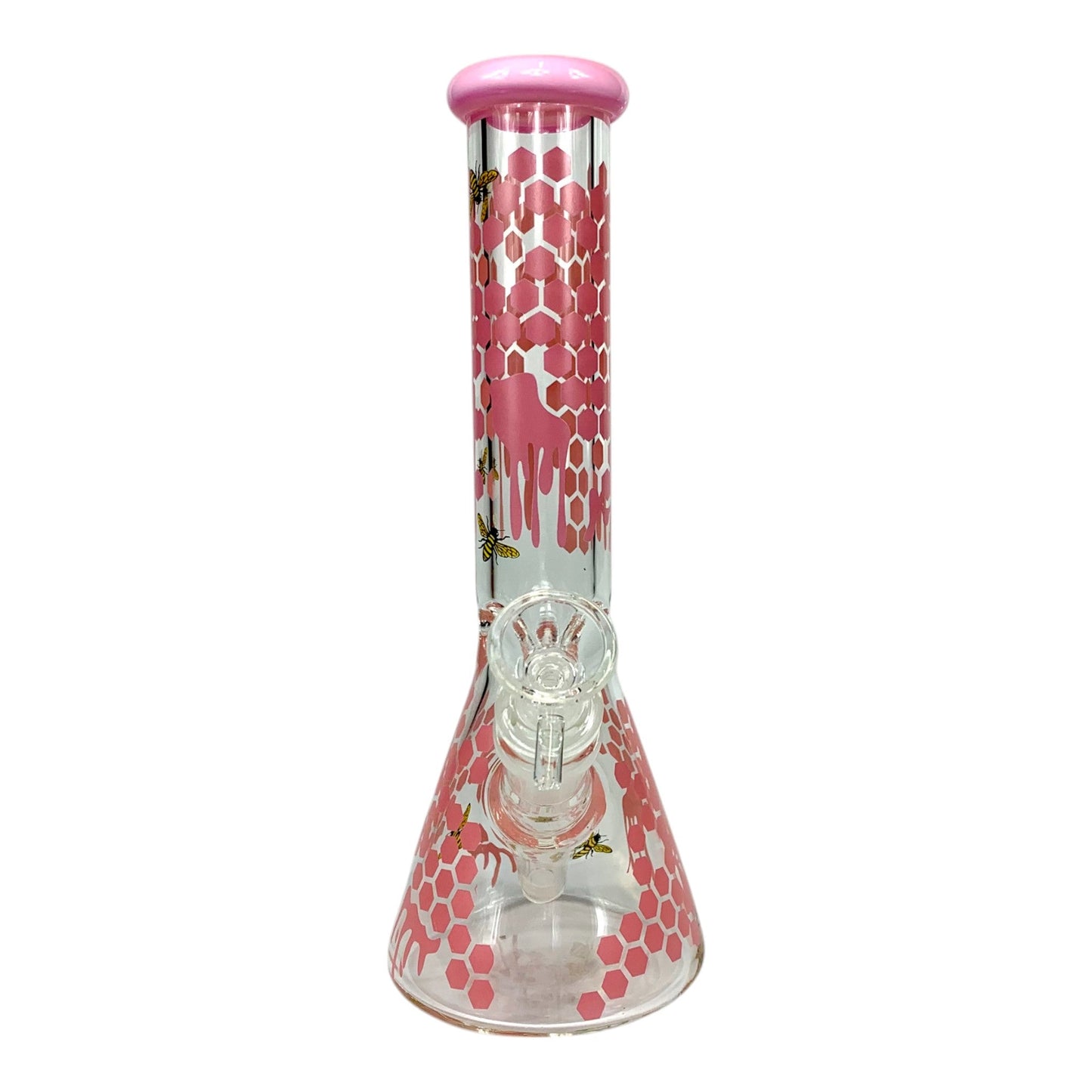 Phoenix Honeycomb Glass Beaker Bong Pink 25cm - The Bong Baron