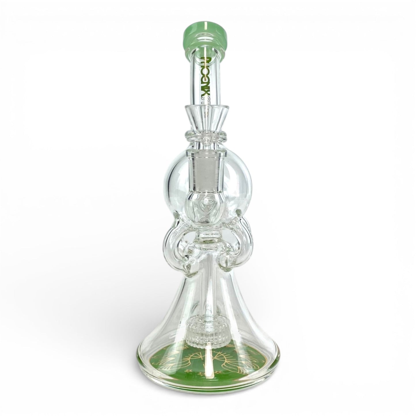 Phoenix Matrix Perc Recycler Bong 23cm Green - The Bong Baron