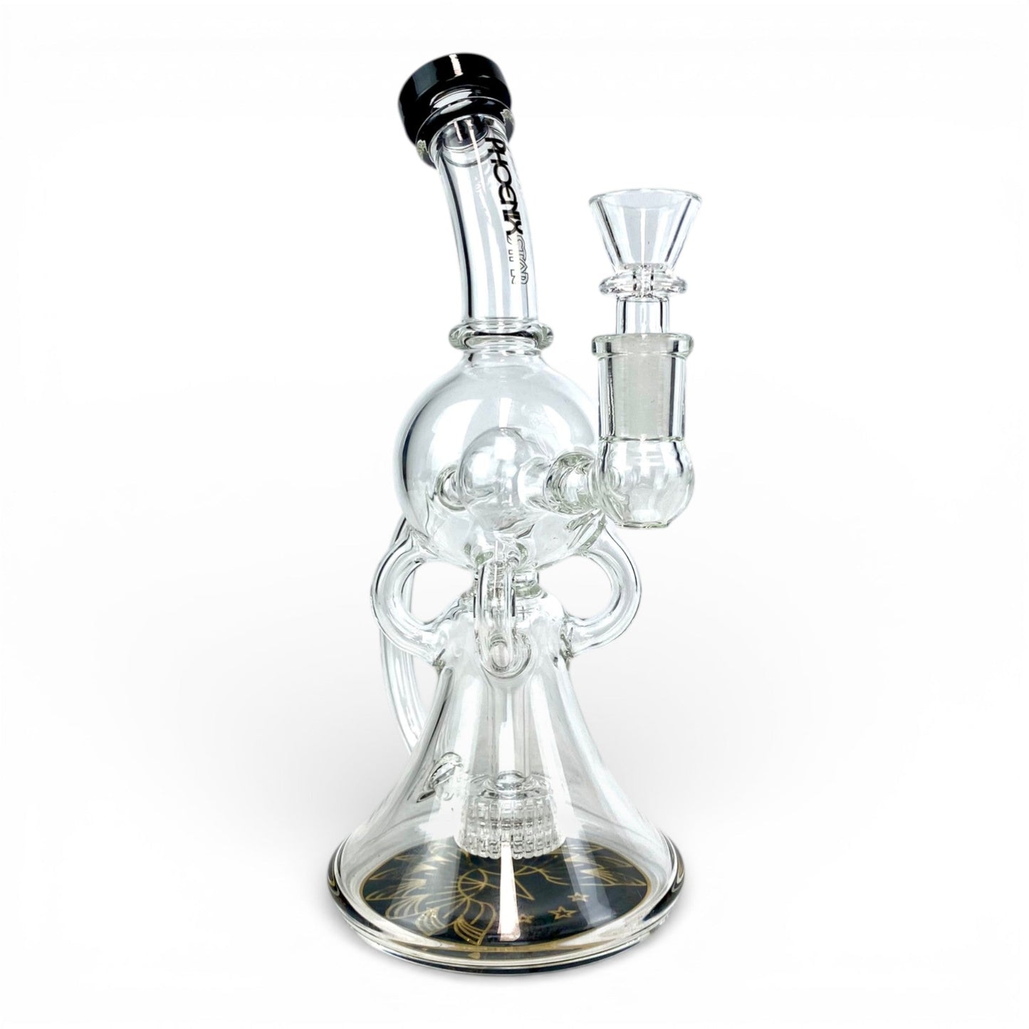Phoenix Matrix Perc Recycler Bong and Dab Rig 23cm Black - The Bong Baron