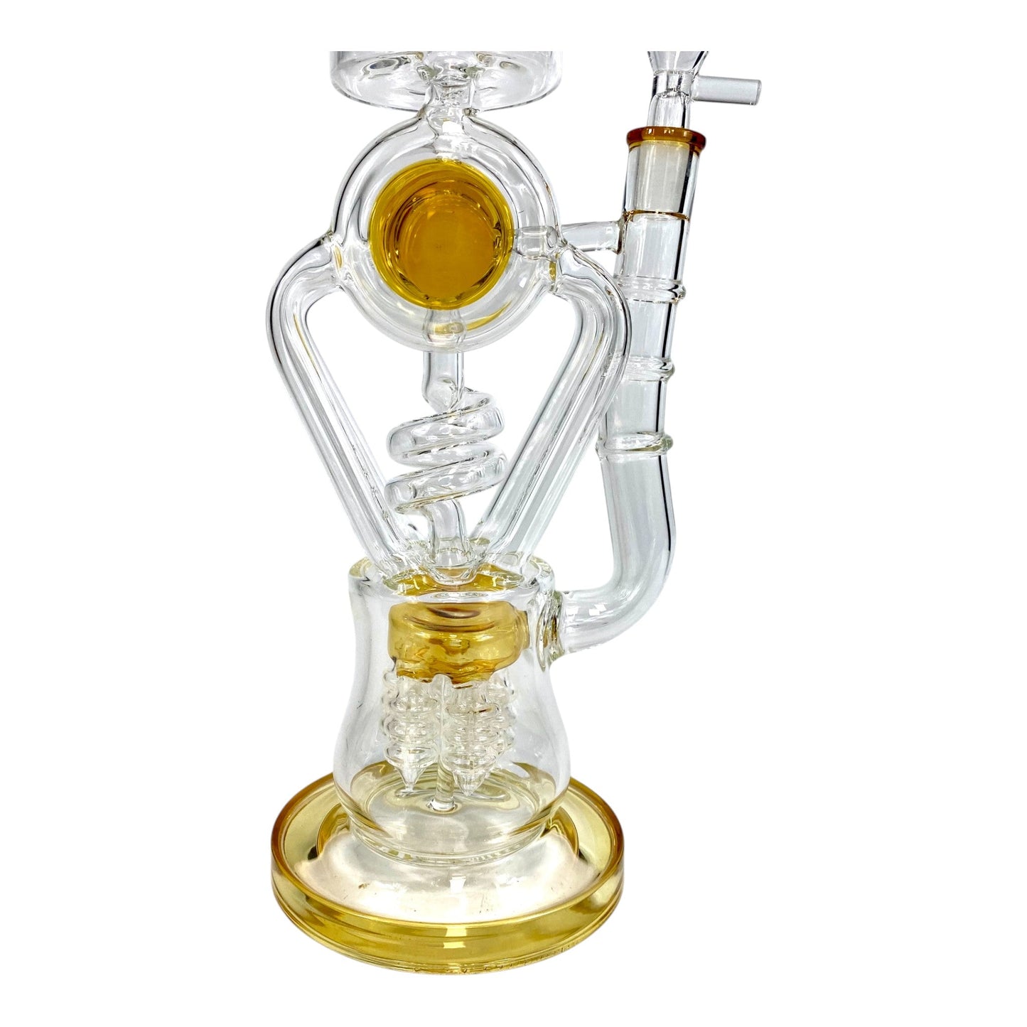 Phoenix Screw Percolator Recycler Bong – 40cm Amber - The Bong Baron