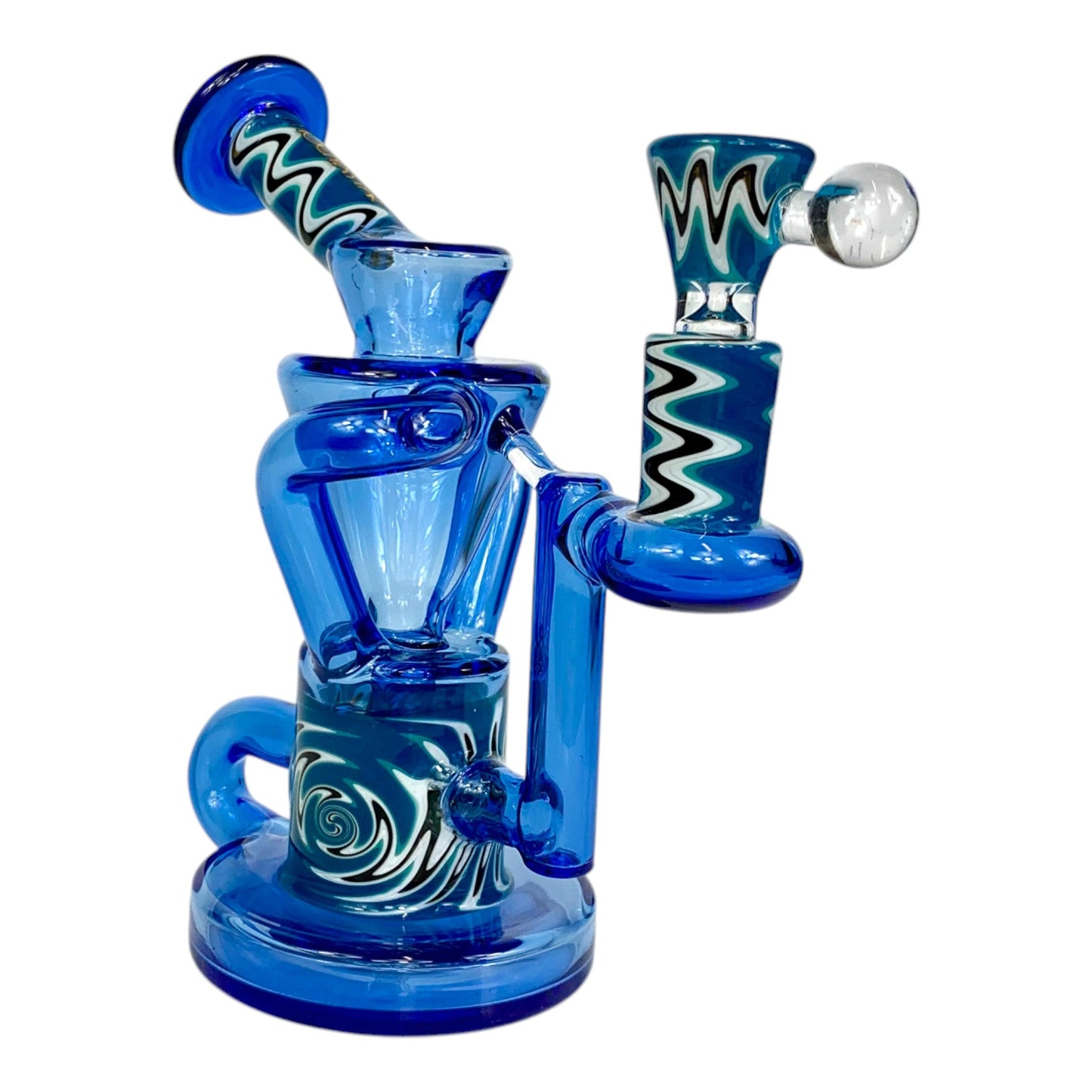 Phoenix Star 4 - Piece Recycler Bong & Dab Rig Set – Blue Swirl - The Bong Baron