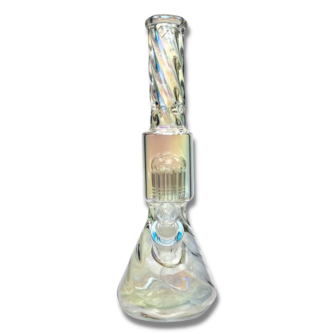 Phoenix Star Iridescent Twisted Glass Beaker with Tree Arm Perc 35cm - The Bong Baron