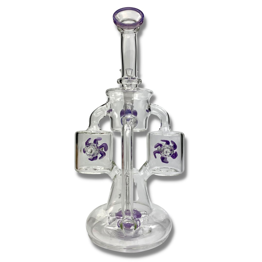 Phoenix Star Rotating Percolator Recycler Bong 25cm Purple - The Bong Baron