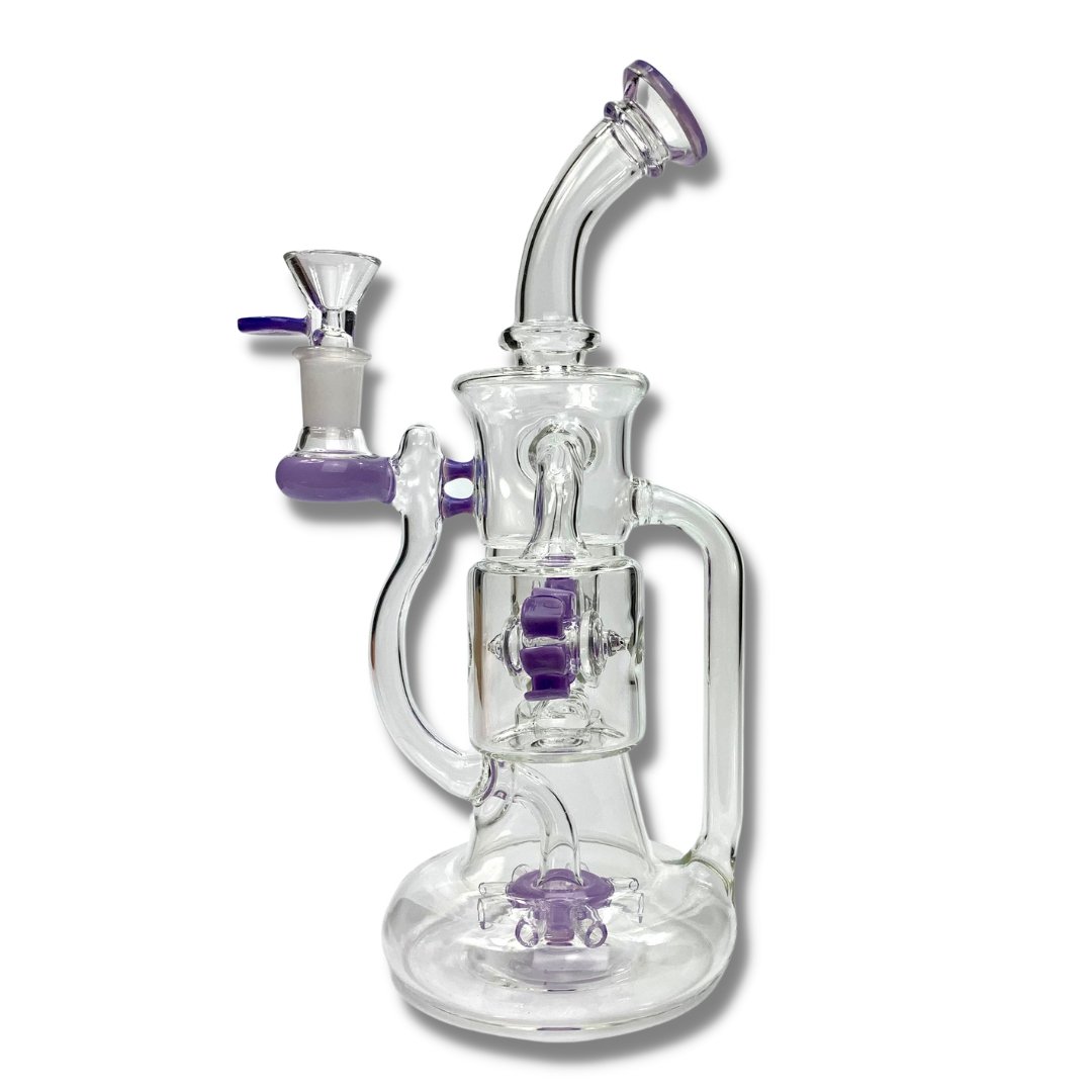 Phoenix Star Rotating Percolator Recycler Bong 25cm Purple - The Bong Baron