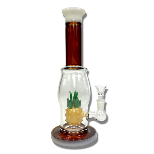 Pineapple Percolator Glass Bong 28cm Amber - The Bong Baron